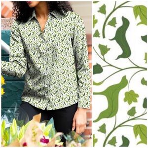 Betabrand Dog Garden Buttondown
Long Sleeve Leaf Print Girlfriend Shirt